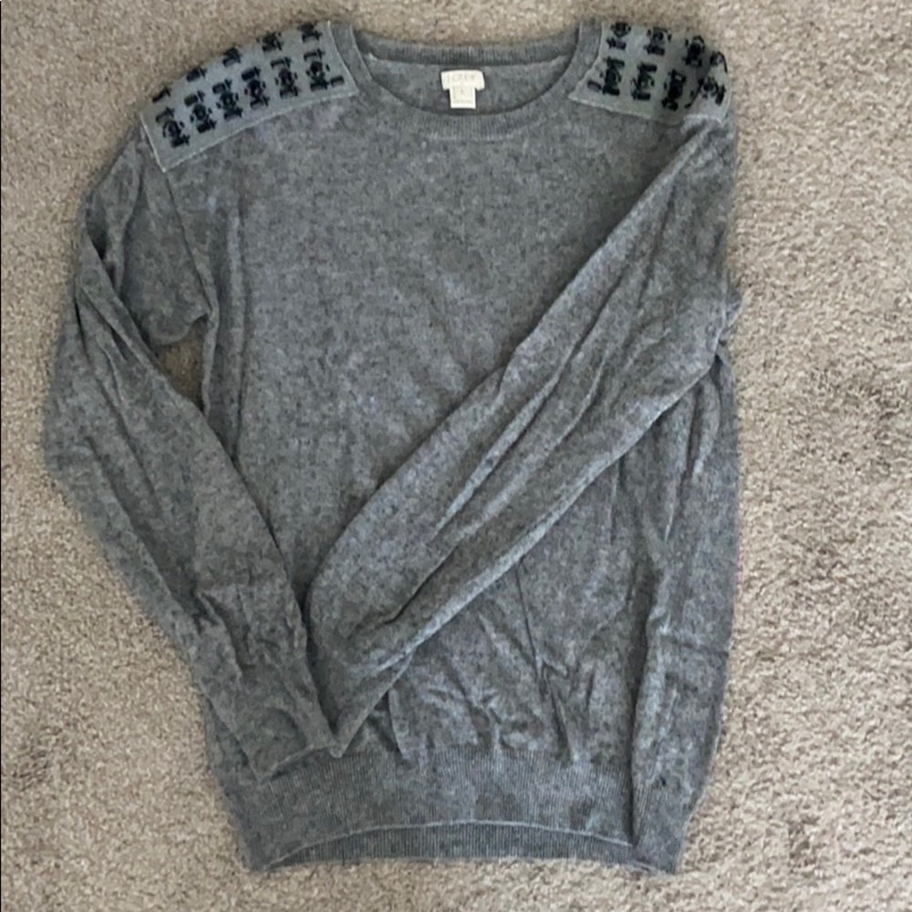 Jcrew beaded gray sweater
